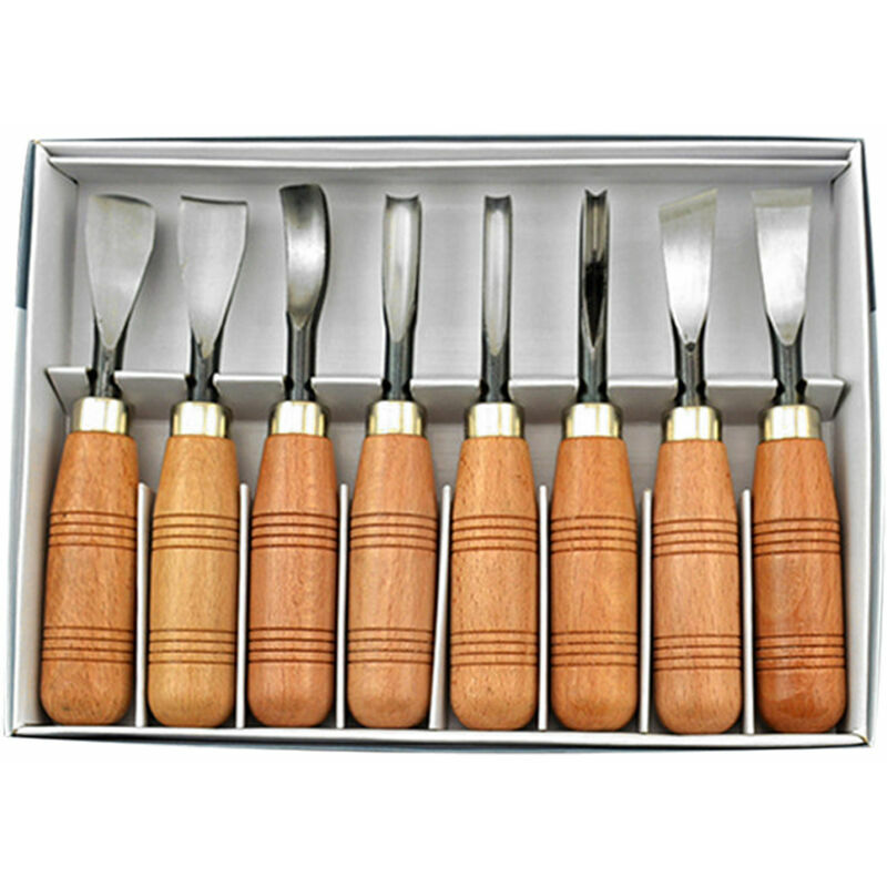 Lucky-88 - Ensemble de 8 couteaux à découper Outils de sculpture sur bois