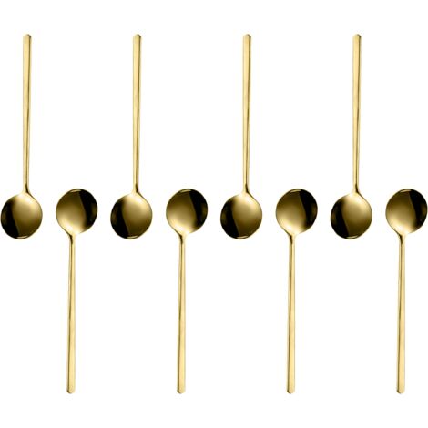 Ensemble de 8 cuillères à expresso et mini-cuillères à café en acier inoxydable, convenant au café, au thé anglais, aux desserts, aux gâteaux, à la crème glacée, au cappuccino, 13,5 cm.