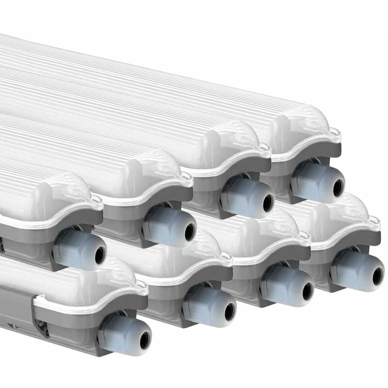 Lampe à led étanche à l'humidité 127,5 cm Lampe d'atelier à tube led pour garage blanc froid Lampe de bain à led 18 watts, 1700lm 6400K, lot de 8