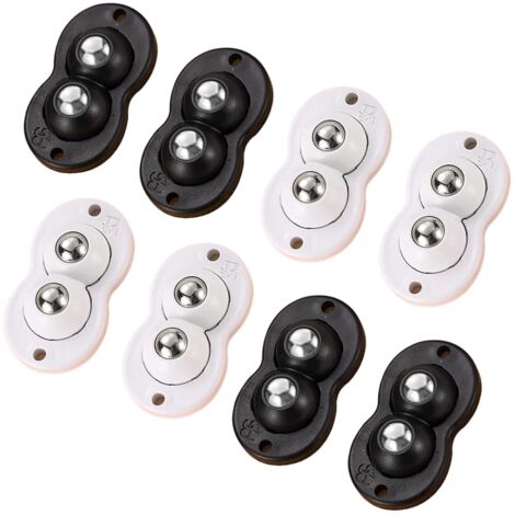 Ensemble de 8 mini roulettes pivotantes, Longziming, en plastique, capacité 15 kg, 5,2 x 2,8 x 0,5 cm, noir et blanc