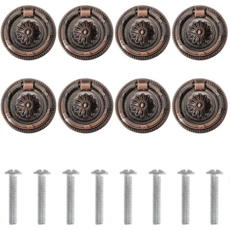 Ensemble de 8 poignées de suspension pour meubles, armoires de cuisine, commodes, penderies, cuivre rouge, 4,7 cm