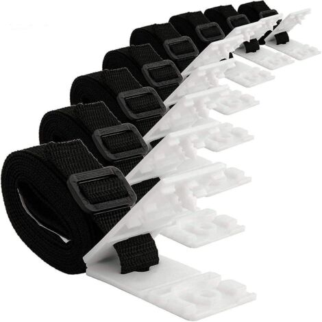 Ensemble de 8 sangles de fixation extra longues et pinces de rechange pour système d'enroulement mobile de couvertures de piscine.