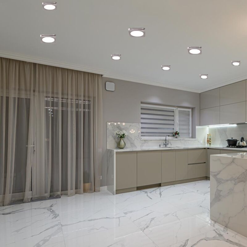 Lot de 8 spots encastrables led plafonniers argent éclairage de salon lampes spot de couloir anguleux carton abîmé