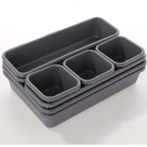 Ensemble de 8 tiroirs - Boîtes de rangement - Bacs de rangement - Organiseurs de cuisine et de bureau - Organiseurs de tiroirs - Noir