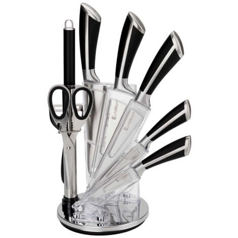 ENSEMBLE DE 9 COUTEAUX DE CUISINE AVEC AFFÛTEUR ET CISEAUX E-6263