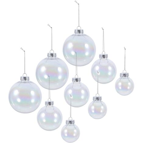 Ensemble de 9 décorations de sapin de Noël en plastique irisé