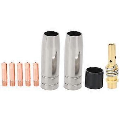 Ensemble de 9 pièces : buses de soudage MIG/MIG 15 A, embouts de contact 0,8 x 25 mm, porte-connecteur de gaz M6 (AD068+).