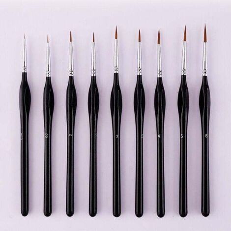 Ensemble de 9 pinceaux à peindre avec détails fins, pinceau, peinture miniature, ensemble de pinceaux pour peinture, aquar, huile, visage, ongles, peinture de maquettes, dessin au trait