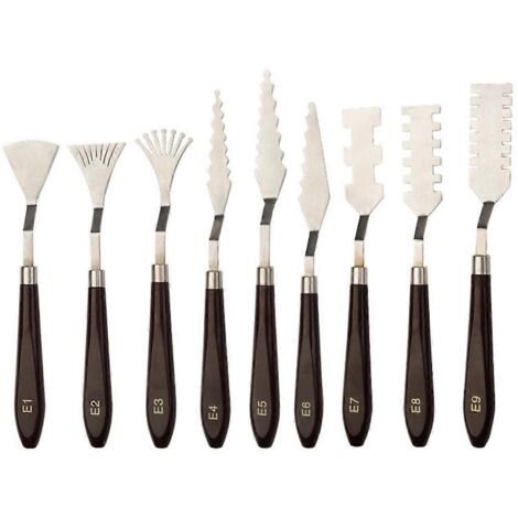 Ensemble de 9 raclettes professionnelles pour palettes de peinture et mélanges --