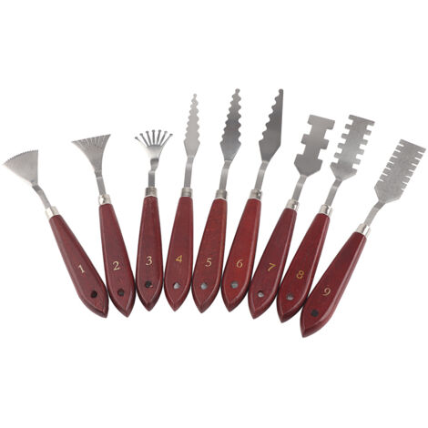 Ensemble de 9 Spatules Professionnelles pour Peinture à l'Huile, Couteaux à Palette et Grattoirs pour Artistes