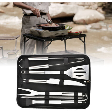 Ensemble de 9 ustensiles barbecue en acier inoxydable pour cuisson intérieure et extérieure
