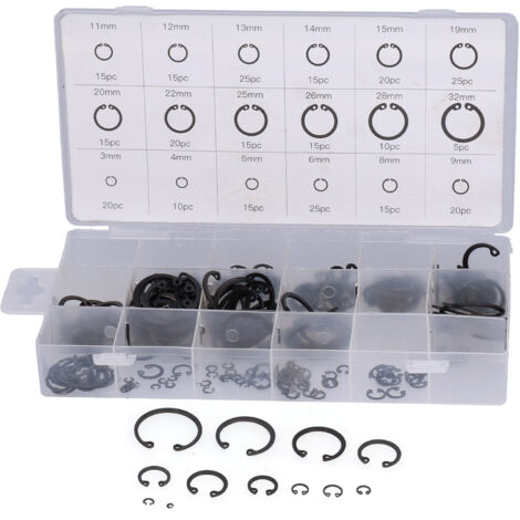 Ensemble de Bagues de Retenue de Circlips, 300PCS Kit D'assortiment de Circlips en Acier Allié Outil de Réparation Universel pour la Maison de Magasin.