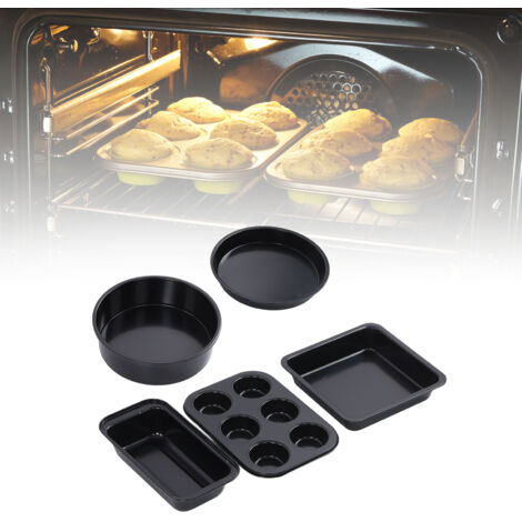 Ensemble de Bakeware Professionnel en Acier Carbone avec Moule à Cake, Plaque à Pizza et Pans de Cuisson pour Cuisine Domestique Noir