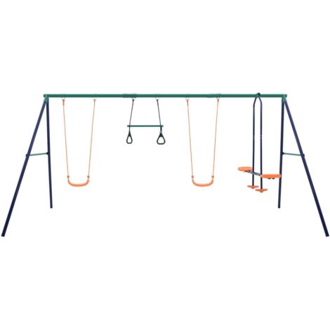 Ensemble de balançoire et anneaux de gymnastique 4 places Acier CFW266519