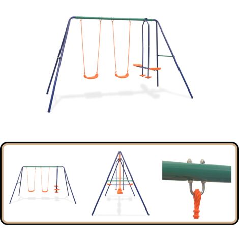 Ensemble de balançoires avec 4 sièges Orange - Balançoire - Jeu Exterieur - Aire De Jeux - Jouet Enfant - Balançoires