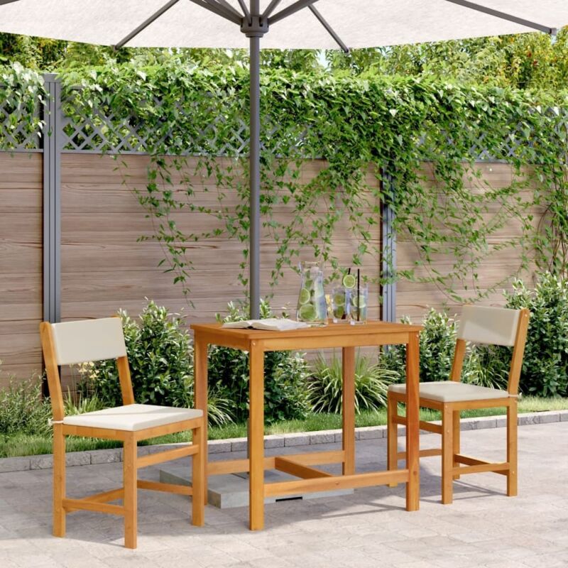 Vidaxl - Ensemble de balcon avec coussins 3 pcs bois massif d'acacia