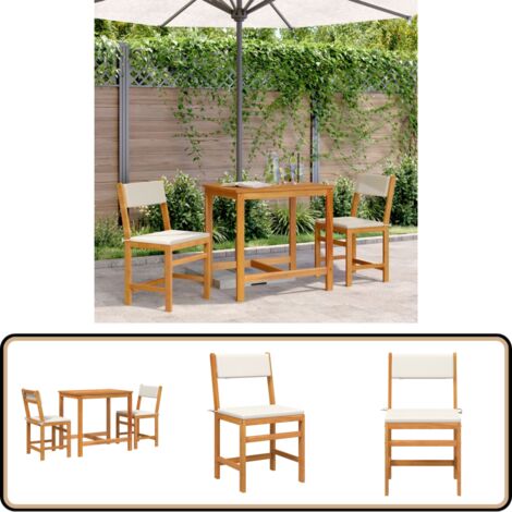 Ensemble de balcon avec coussins 3 pcs bois massif d'acacia - Meubles De Jardin - Salon De Jardin - Mobilier Extérieur - Table Basse - Chaises Pliantes