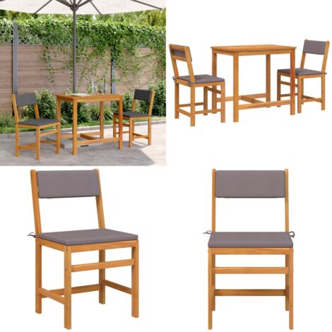 Ensemble de balcon avec coussins 3 pcs bois massif d'acacia - Meubles De Jardin - Salon De Jardin - Mobilier Extérieur - Table Basse - Chaises Pliantes - Home & Living