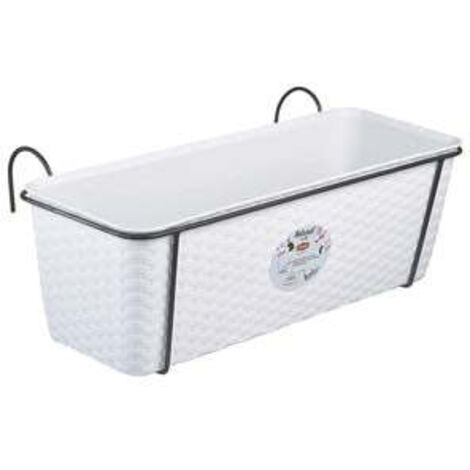 Ensemble de balcon blanc naturel avec contremarche. Alimentation En EauMétal Anthracite Cm.50 - cm. 50x18x16h. - lt.9.2
