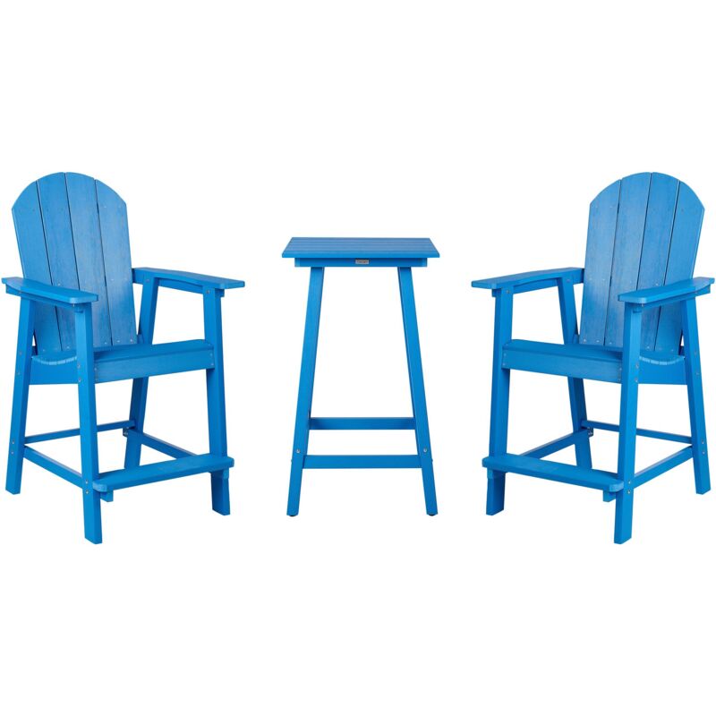 Ensemble de Balcon Jardin Terrasse Table Haute et Chaises Bleu Adirondack