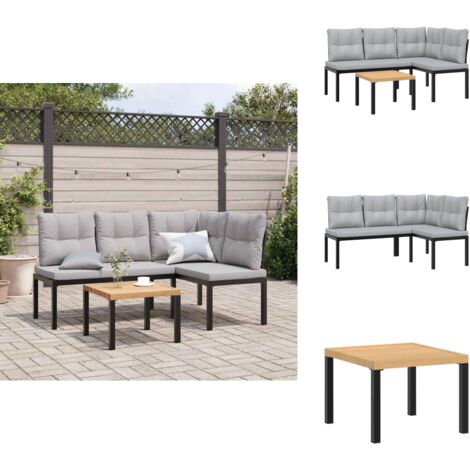 Ensemble de banc de jardin avec coussins 3 pcs noir - Meubles De Jardin - Salon De Jardin - Set De Banquettes - Table Basse - Chaise Longue