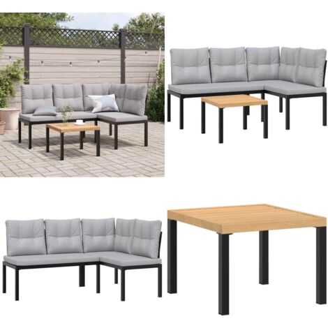 Ensemble de banc de jardin avec coussins 3 pcs noir - Meubles De Jardin - Salon De Jardin - Set De Banquettes - Table Basse - Chaise Longue - Home & Living
