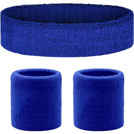 Ensemble de Bandeau de Sport et Bracelets en Coton, Ensemble bandeau anti-entorse et hautement élastique absorbant la transpiration，Accessoires de Fitness pour Hommes et Femmes