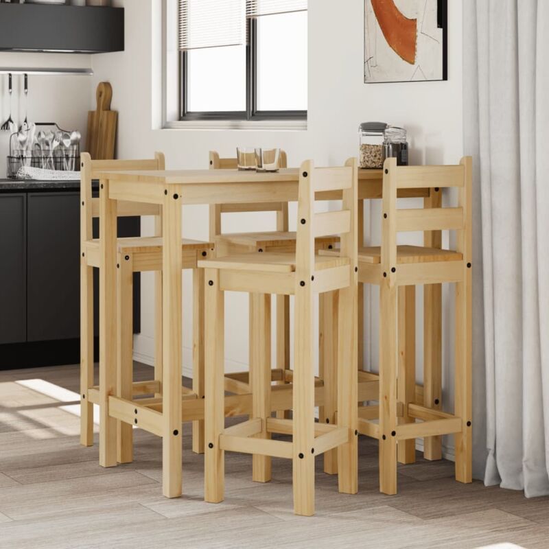 Ensemble de bar 5 pcs Bois de pin massif - Vidaxl