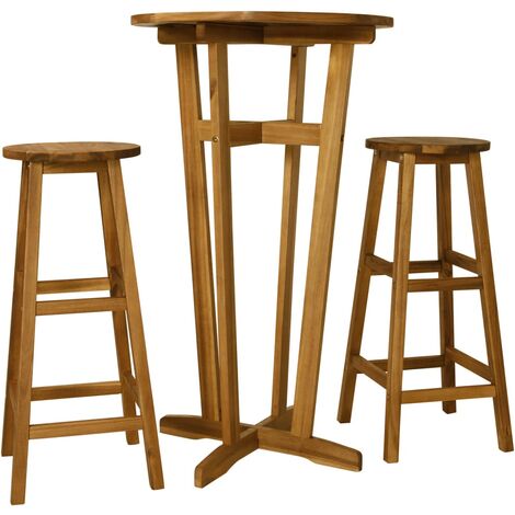 vidaXL Bois d'Acacia Massif Ensemble de Bar Mobilier de Pub Multi-modèle