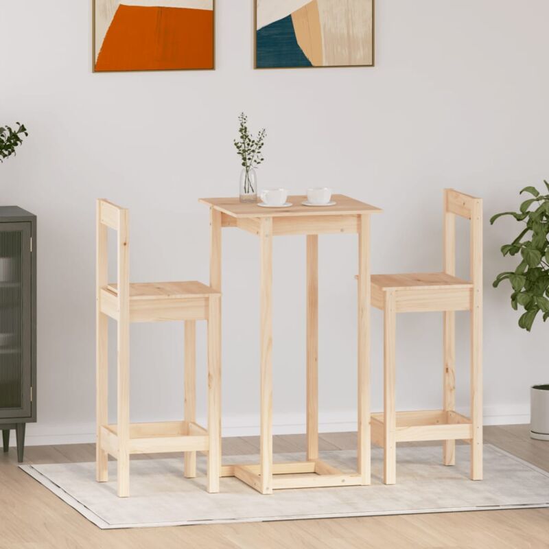 Vidaxl - Ensemble de bar 3 pcs Bois de pin massif
