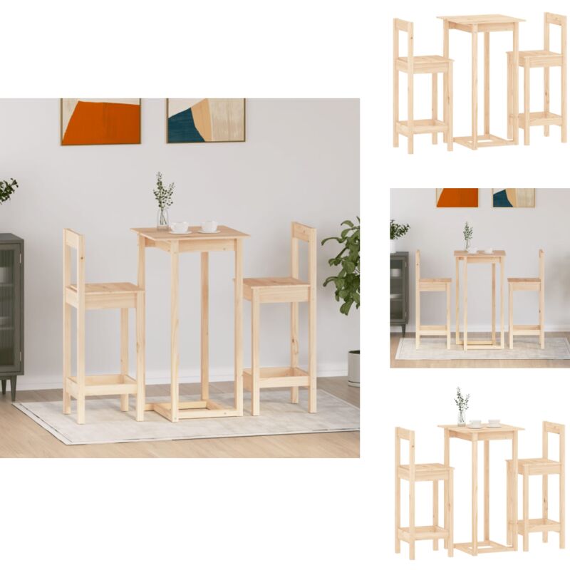 Vidaxl - Ensemble de bar 3 pcs Bois de pin massif - Ensemble De Bar - Meuble De Salle à Manger - Table De Bar - Chaises De Bar - Bois De Pin