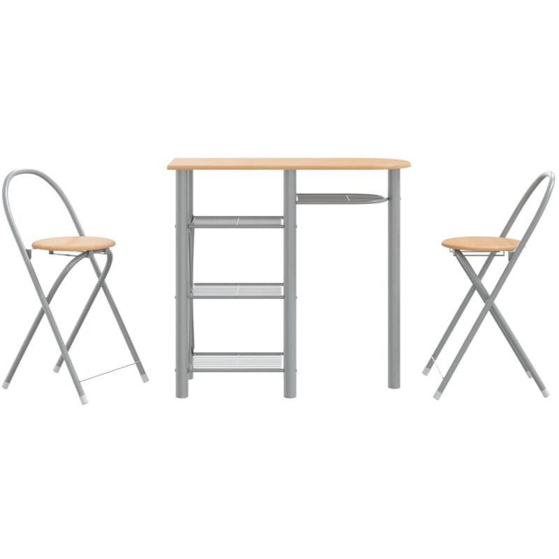 Vidaxl - Ensemble de bar 3 pcs gris et marron bois d'ingénierie et fer