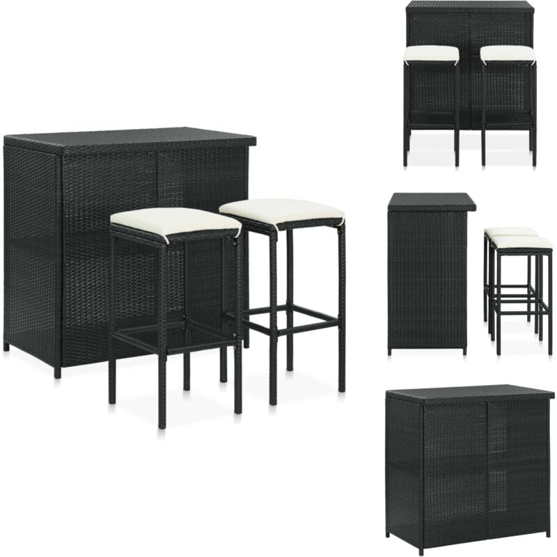 Vidaxl - Ensemble de bar 3 pcs Résine tressée Noir - Ensemble De Bar - Mobilier De Jardin - Set De Bar - Table De Bar - Chaises De Bar