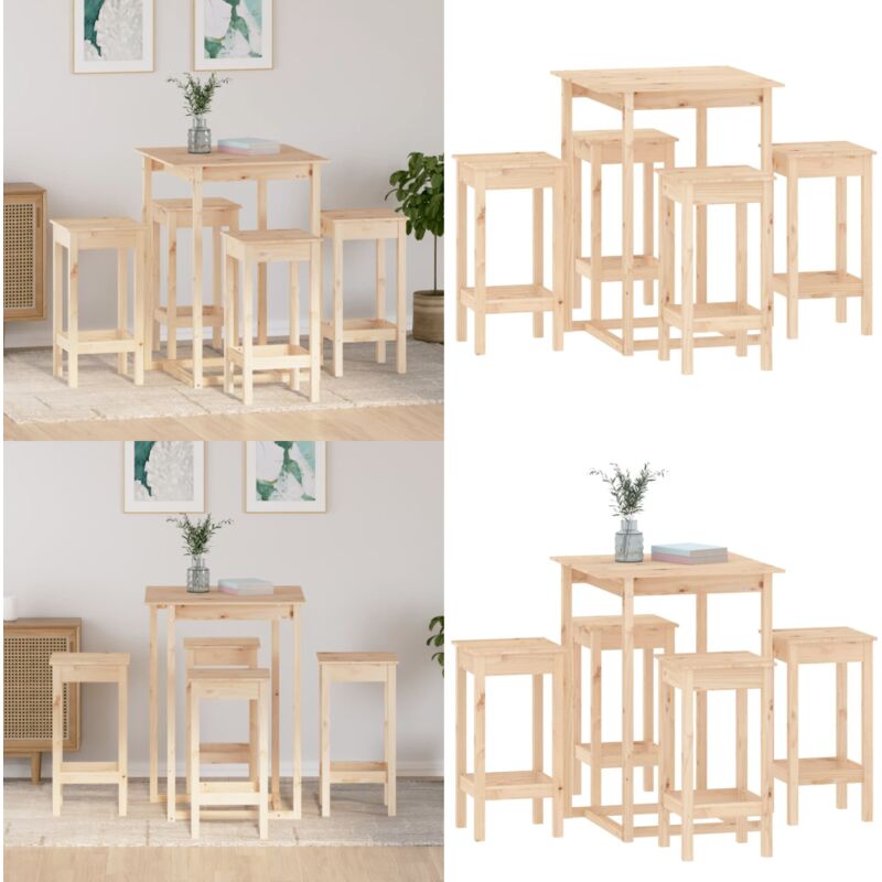 Vidaxl - Ensemble de bar 5 pcs Bois de pin massif - Ensemble De Bar - Meuble De Salle à Manger - Table De Bar - Chaises De Bar - Bois De Pin - Home &