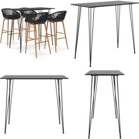 Ensemble de bar 5 pcs Noir - Ensemble De Bar - Meuble De Salle À Manger - Mobilier Moderne - Table De Bar - Tabouret De Bar - Home & Living