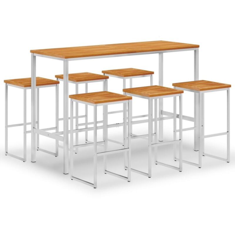 Ensemble de bar 7 pcs Bois d'acacia et acier inoxydable