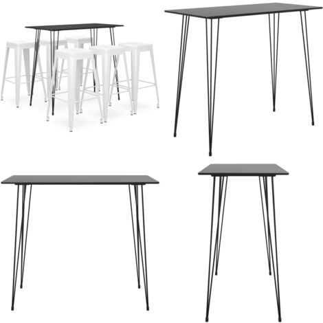 Ensemble de bar 7 pcs Noir et blanc - Ensemble De Bar - Meuble De Salle À Manger - Table De Bar - Tabouret De Bar - Mobilier Moderne - Home & Living