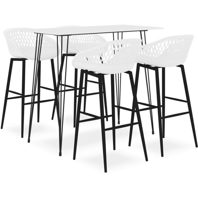 5 pcs Ensemble Table et Chaises - Set de 1 Table à manger + 4 Tabourets de bar Blanc vidaXL - Blanc