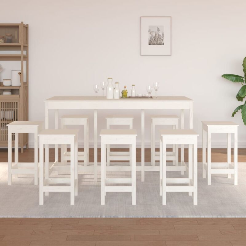 Vidaxl - Ensemble de bar 9 pcs Blanc Bois de pin massif
