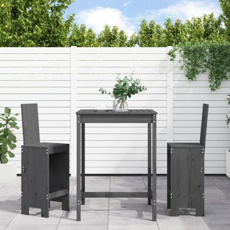 Ensemble de bar de jardin 3 pcs-Bar d'extérieur gris bois de pin massif 284756