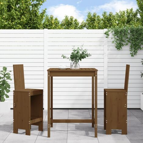 Ensemble de bar de jardin 3 pcs-Bar d'extérieur marron miel bois pin massif 695366