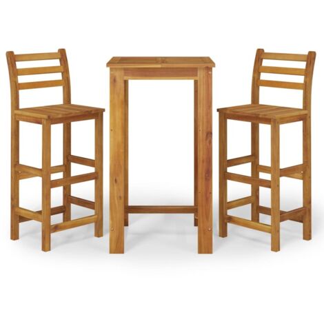 Ensemble de bar de jardin 3 pcs bois d'acacia solide