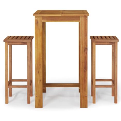 Ensemble de bar de jardin 3 pcs bois d'acacia solide