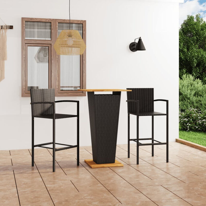 Ensemble de bar de jardin 3 pcs Noir