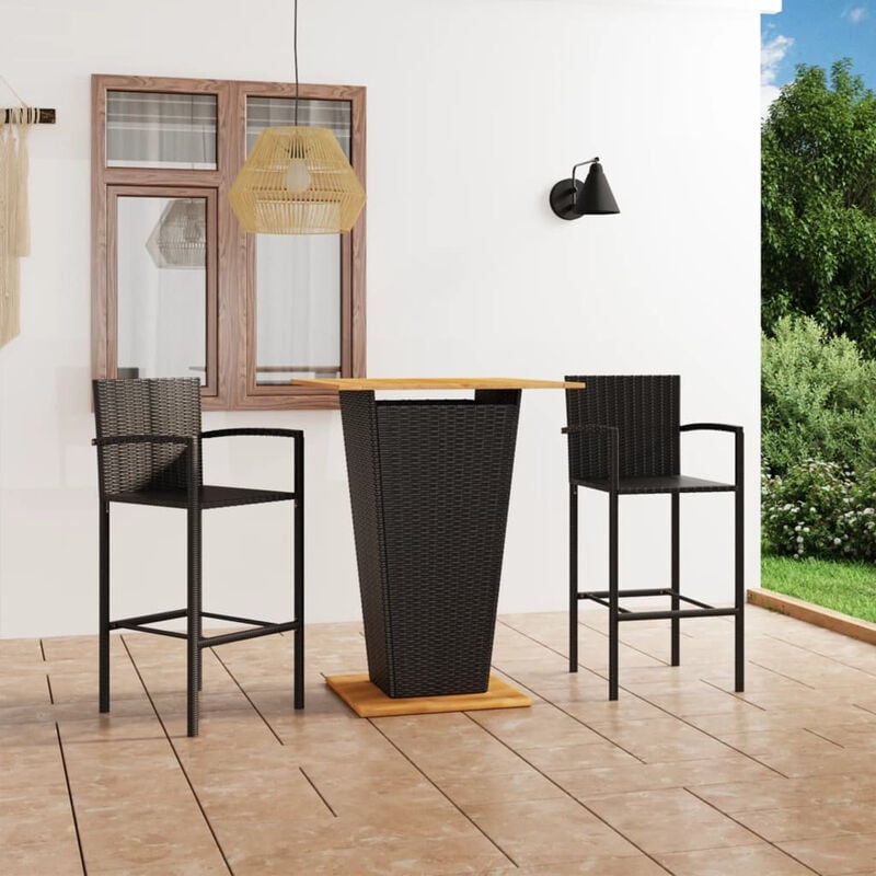 Ensemble de bar de jardin 3 pcs Noir