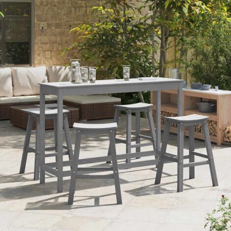 Ensemble de bar de jardin 4 pcs-Bar d'extérieur Gris clair HDPE