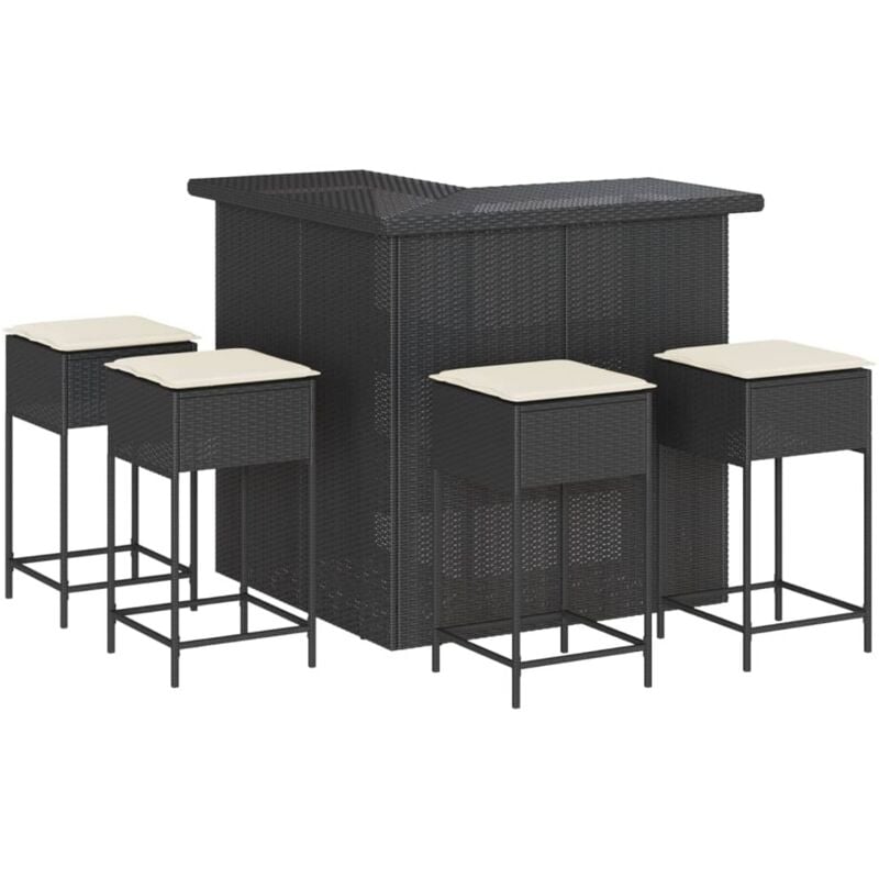 Vidaxl - Ensemble de bar de jardin 5 pcs avec coussins noir poly rotin