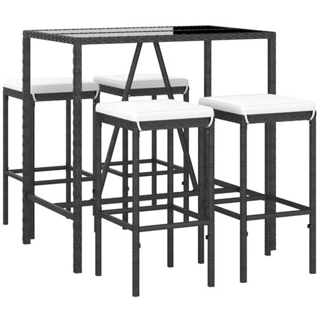 Ensemble de bar de jardin 5 pcs avec coussins noir poly rotin vidaXL