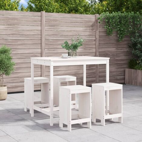 Ensemble de bar de jardin 5 pcs-Bar d'extérieur blanc bois massif de pin 282698