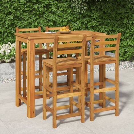 Ensemble de bar de jardin 5 pcs-Bar d'extérieur bois d'acacia solide 777429
